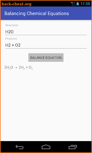 Balancing Chemical Equations screenshot