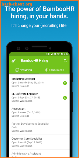 BambooHR Hiring screenshot