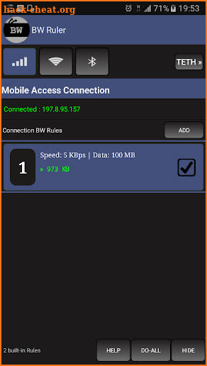 Bandwidth ruler screenshot