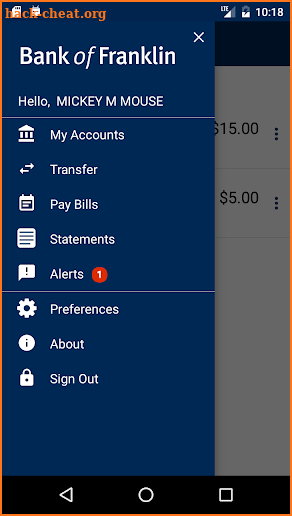 Bank of Franklin Mobile App screenshot