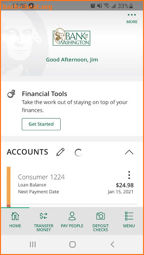 Bank of Washington screenshot