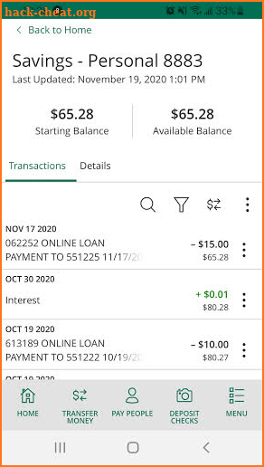 Bank of Washington screenshot