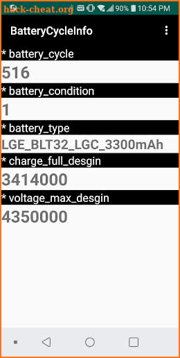 Battery Cycle Information screenshot