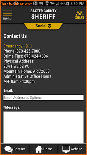 Baxter County AR Sheriff's Office screenshot