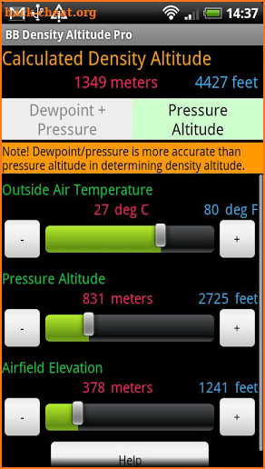 BB Density Altitude Tool Pro screenshot