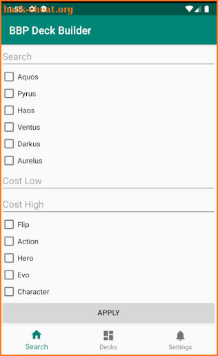 BBP Deck Builder screenshot