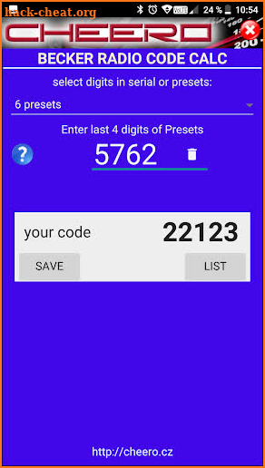 BECKER HARMAN RADIO CODE CALC - NO LIMIT screenshot