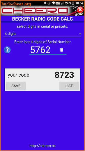 BECKER HARMAN RADIO CODE CALC - NO LIMIT screenshot