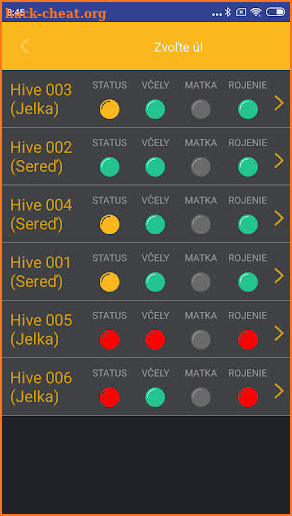 Bee hive monitoring screenshot