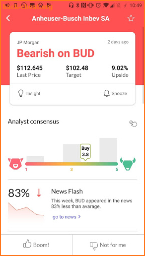 Benzinga Analyst Ideas screenshot