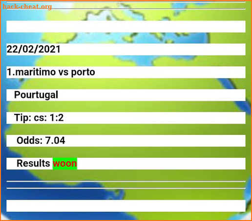 BET WORLD CORRECT SCORE screenshot