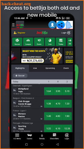 Bet9ja sure odds screenshot