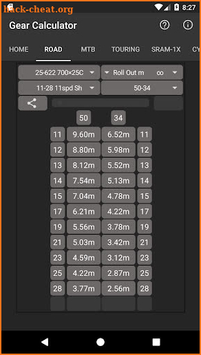 Bicycle Gear Calculator screenshot