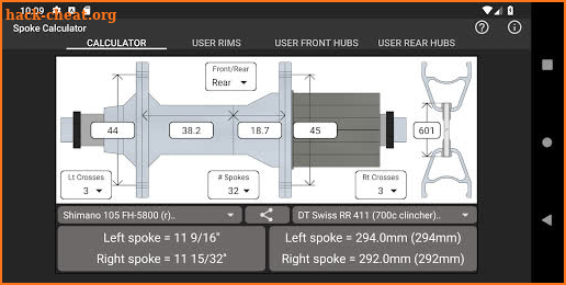 Bicycle Spoke Calculator screenshot