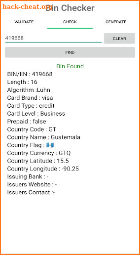 Bin Checker - Check, Validate & Generate BIN screenshot