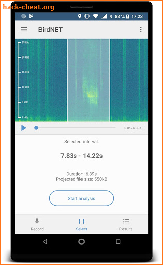 BirdNET: Bird sound identification screenshot