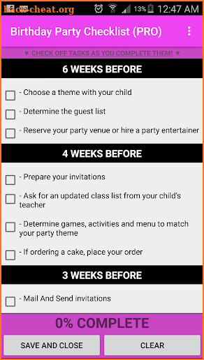 Birthday Party Checklist (PRO) screenshot