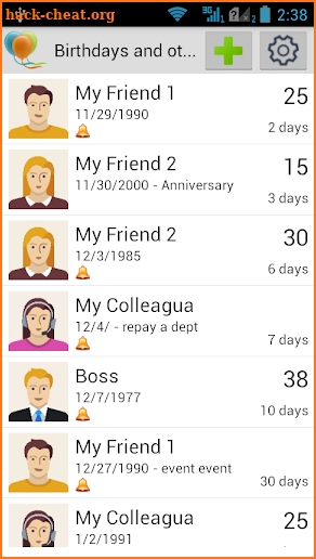 Birthdays & Other Events screenshot