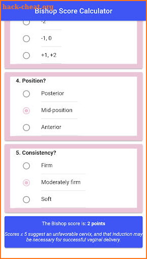 Bishop Score Calculator - For Obgyn & Midwife screenshot