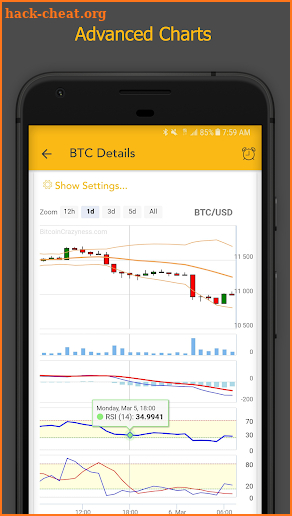 Bitcoin Crazyness Alerts and Portfolio screenshot