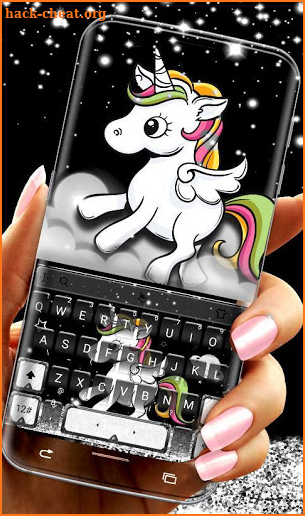 Black Cute Glitter Unicorn Keyboard Theme screenshot