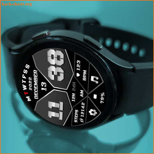 Black Digital Watch Face MJ072 screenshot