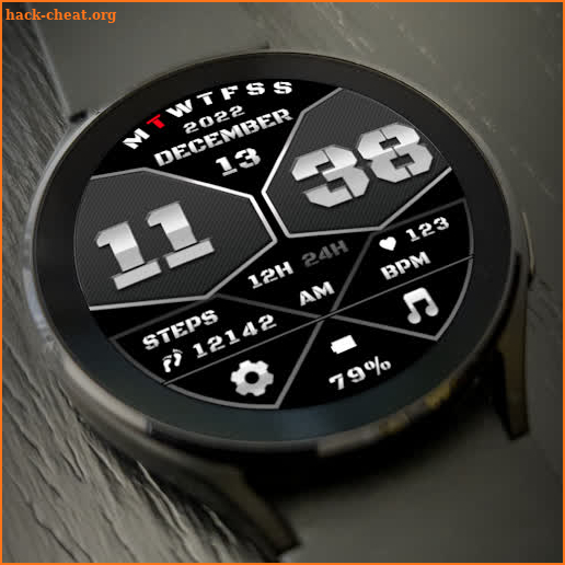 Black Digital Watch Face MJ072 screenshot