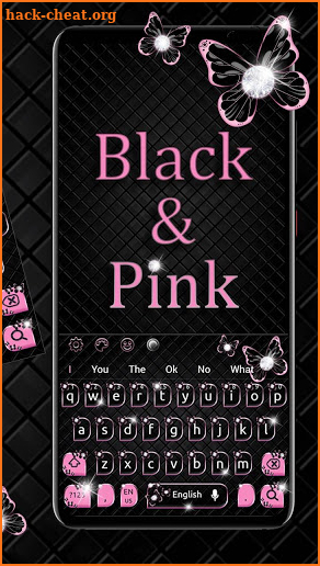 Black Pink Butterfly Keyboard Theme screenshot