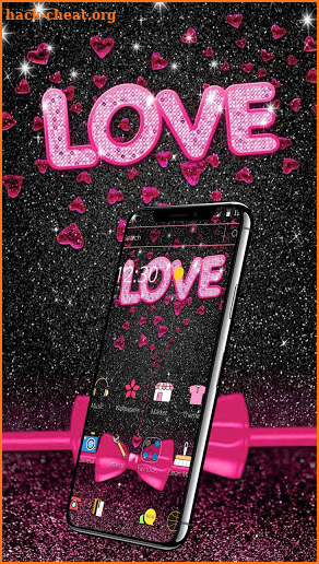 Black Pink Heart Love Romantic Theme screenshot