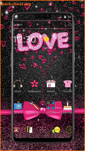 Black Pink Heart Love Romantic Theme screenshot