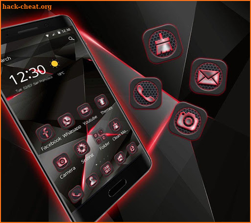 Black  Red Tech Line Theme screenshot