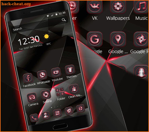 Black  Red Tech Line Theme screenshot