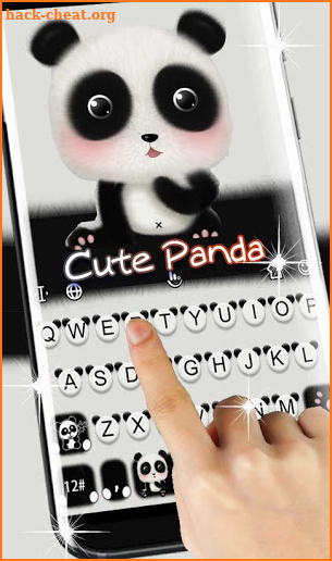 Black White Lovely Cute Panda Keyboard Theme screenshot