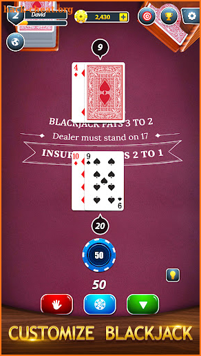 Blackjack by Murka - 21 Vegas Casino Card Game screenshot