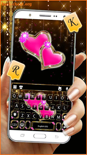 Bling Pink Hearts Keyboard Theme screenshot