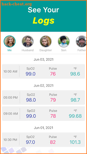 Blood Oxygen & Temperature App screenshot