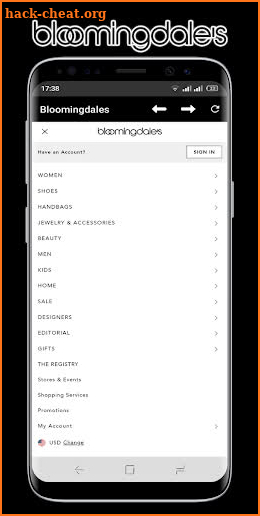 Bloomingdale’s store screenshot