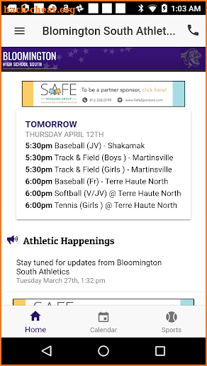 Bloomington South Athletics screenshot