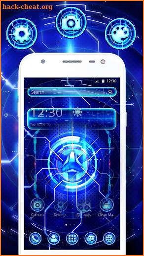 Blue Classic Neon Technology Theme screenshot