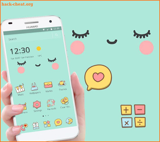 Blue Cute Cartoon Sweet Face Theme screenshot