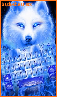 Blue Fire Flaming Ice Wolf Keyboard Theme screenshot