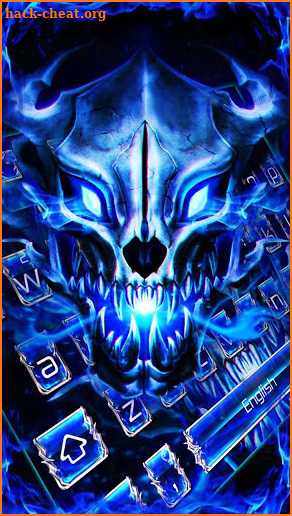 Blue Fire Wolf Skull Keyboard Theme screenshot