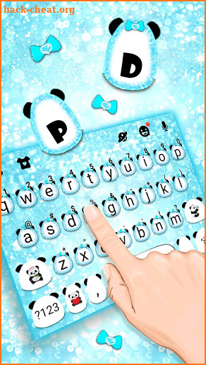 Blue Glitter Baby Panda Keyboard Theme screenshot