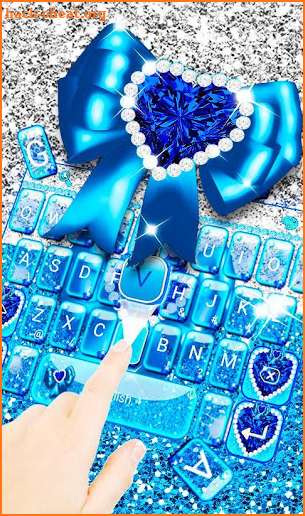 Blue Glitter Bow Keyboard Theme screenshot