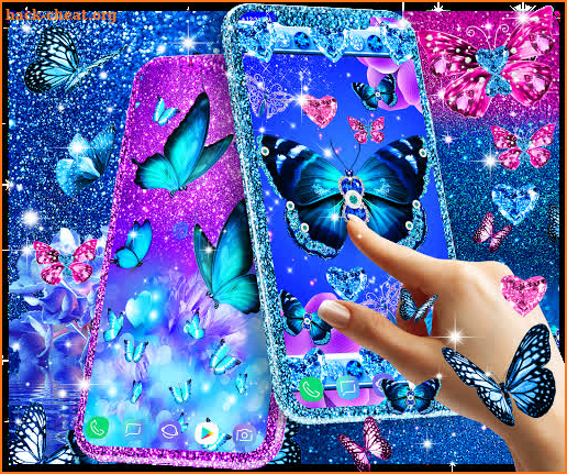 Blue glitter butterflies live wallpaper screenshot