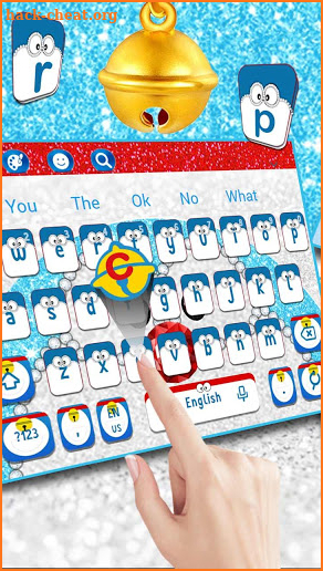 Blue Glitter Diamond Cat Keyboard Theme screenshot