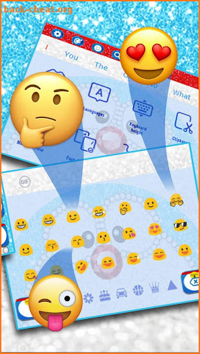 Blue Glitter Diamond Cat Keyboard Theme screenshot