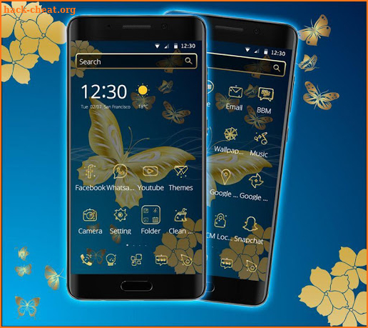 Blue Golden Butterfly Theme screenshot