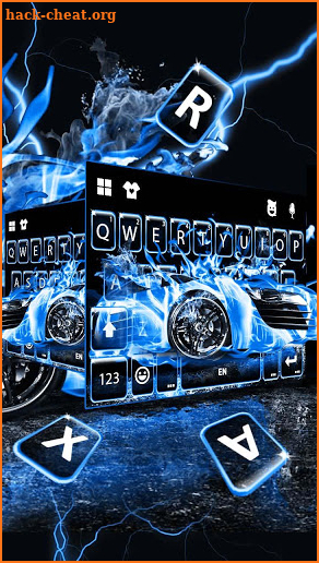 Blue Lightning Sports Car Keyboard Theme screenshot