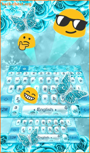 Blue Luxury Diamond Butterfly Keyboard Theme screenshot